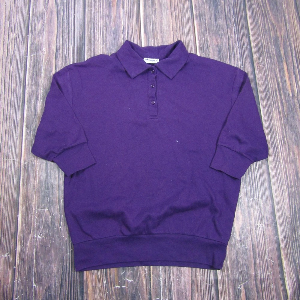 Vicki Wayne's Womens Medium Petite Purple Polo Shirt Short Sleeve Knit Top‎